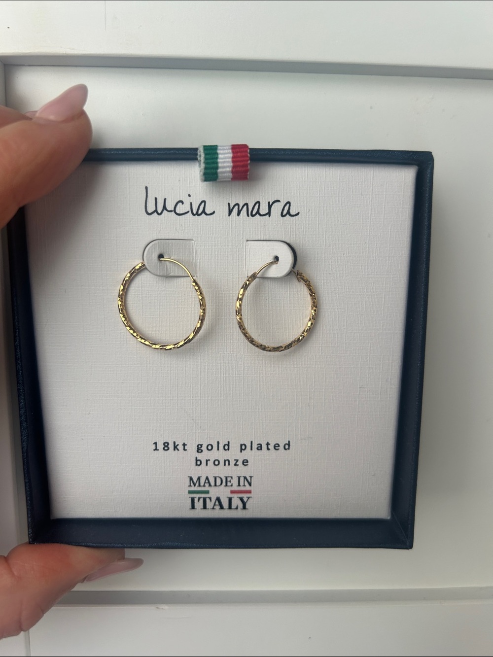 New Lucia Mara Gold-Plated Textured Hoop Earrings - Gold — Made in Italy —